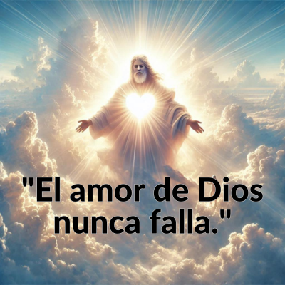 imagen con frase positiva de dios. el amor de dios nunca falla