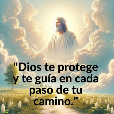 imagen con frase positiva de dios. dios te protege y te guia en cada paso del camino