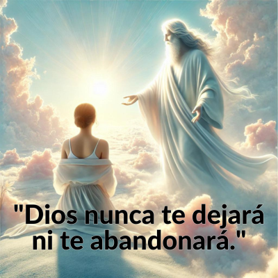 imagen con frase positiva de dios. dios nunca te dejara ni te abandonara