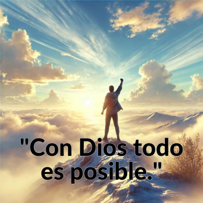 imagen con frase positiva de dios. con dios todo es posible