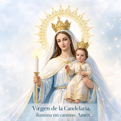 Virgen de la Candelaria con vela, oración para momentos difíciles